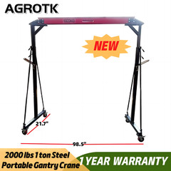 AGROTK 2000 lbs 1 Ton Adjustable Steel Portable Gantry Crane Portable Shop Lift