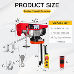 2-In-1 440 Lbs Lift Electric Hoist, 13 Ft Wired and 328 Ft Wireless Remote Contr