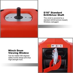 750 LBS Portable Drill Winch Hoist with 40 Feet Steel Wire for Lifting Dragging