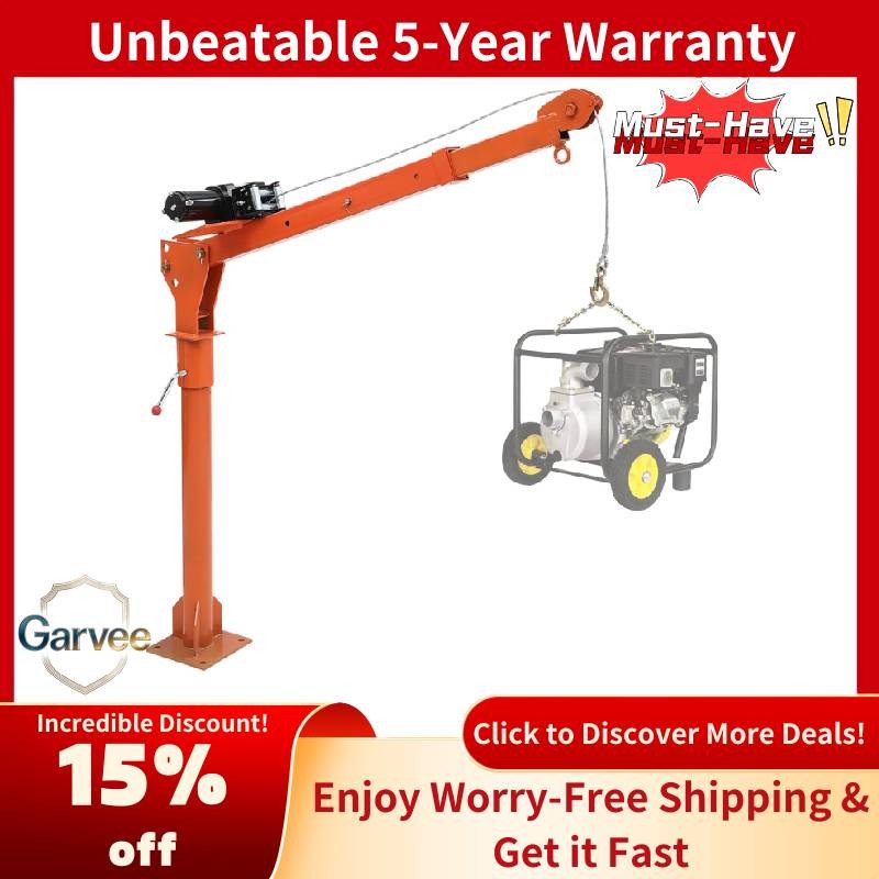 1100LBS Truck Crane 3500LBS Electric Winch Adjustable Boom 360°Rotation