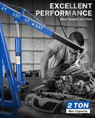 2 Ton Hydraulic Engine Hoist Crane Folding Heavy Duty Cherry Picker with 6 Blue