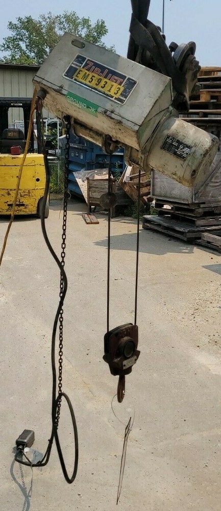 P&H 1/2 Ton Zip-Lift Cable Hoist AA2 1 Hp, 220/440 Volt w/Trolley & Pendant