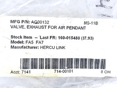 AG00132 EXHAUST VALVE FOR AIR PENDANT HERCU LINK C570501 LOT OF 3