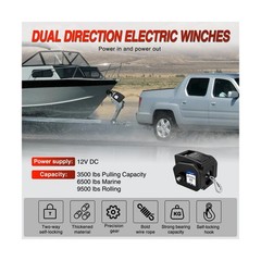 Nilight Boat Trailer Winch 3500 lbs Portable Electric Boat Winches 12 V DC Ma…