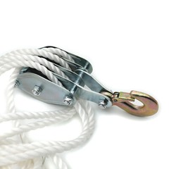 4000 Lbs/2 Ton 65FT Poly Rope Hoist Pulley Wheel Block, Tackle 7:1 Lifting Ratio