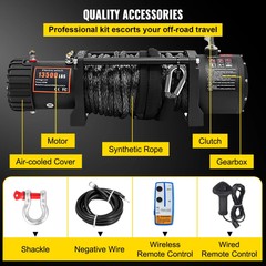 13500LBS12V Electric Winch Synthetic Waterproof Off-Road Recovery 4×4 Truck ATV