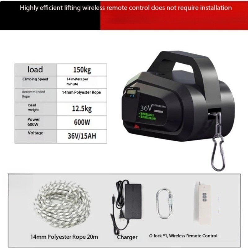 Electric Rope Climbing Machine Charging Remote-Controlled Electric Hoist Crane