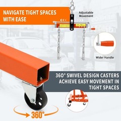 2 Ton Folding Hydraulic Engine Hoist with Load Leveler 4400 LBS Capacity Heav…