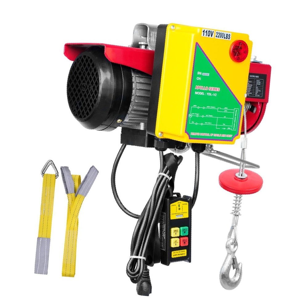 Electric Hoist 220v 2200 Lbs Remote Lift Platform Pure Copper Motor for Garage