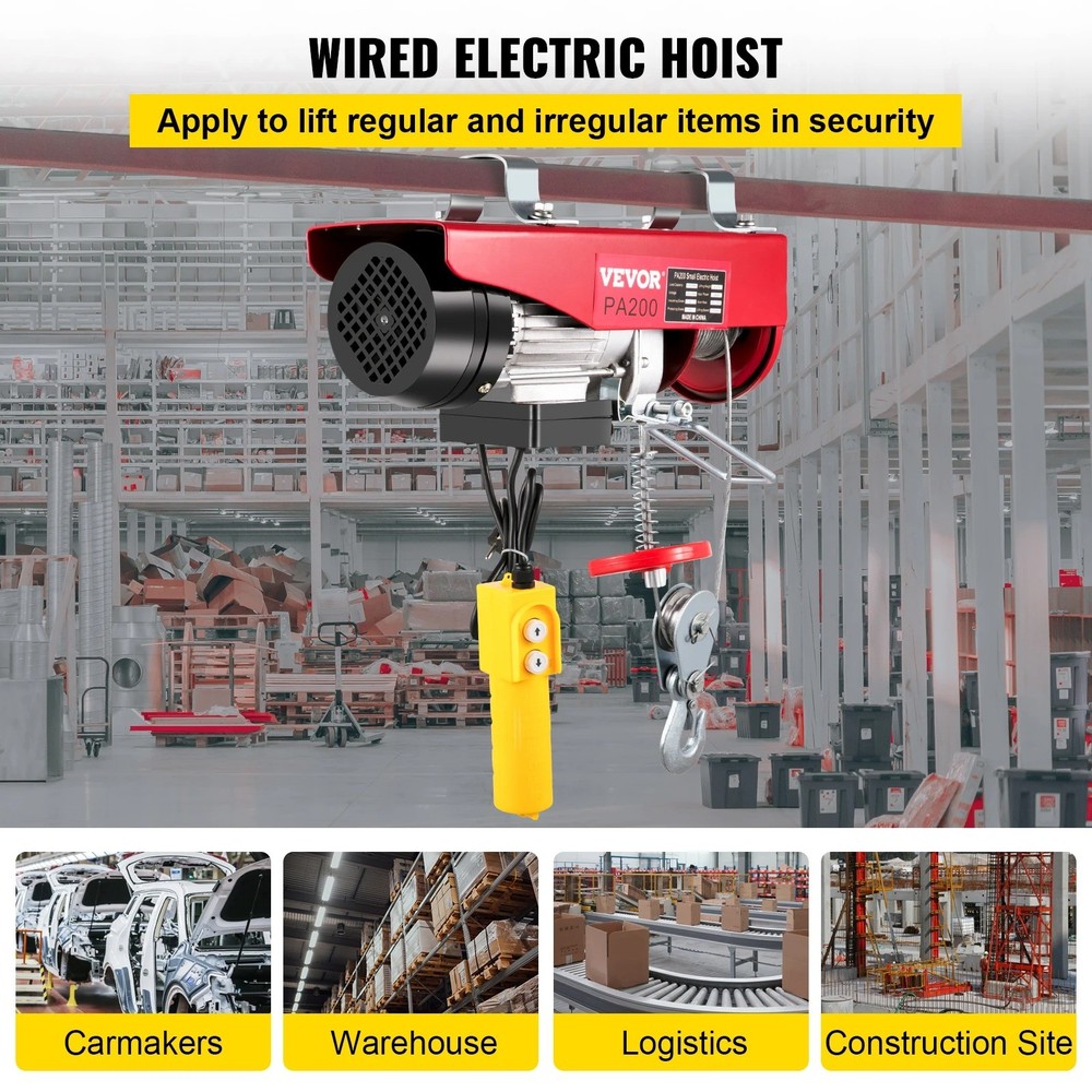 880LBS Electric Hoist Lifting Crane Cable Hoist Winch for Boat Car Garage