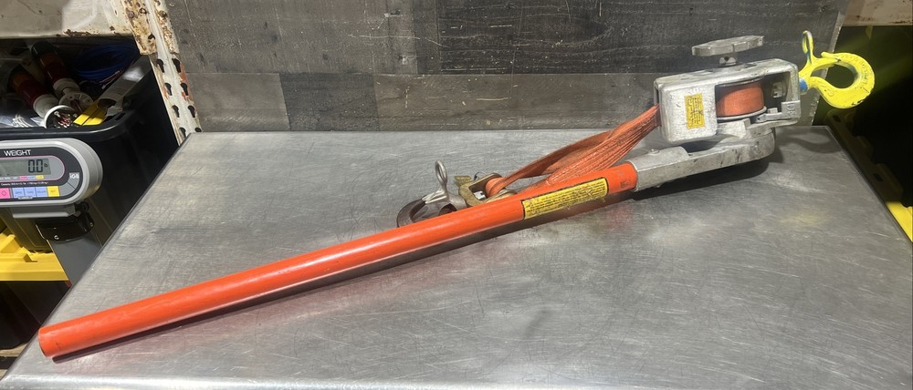 Chance Hoist 2 Ton Hot Stick Ratcheting Strap Hoist. Used Surplus