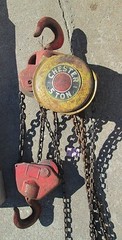 USED/GOOD* CHESTER 5 TON ALL STEEL 30 FT CHAIN OPERATING HOIST 11 FT OPER (74)