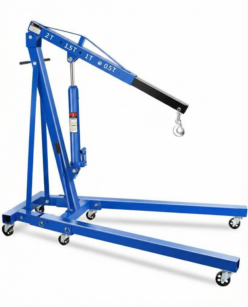 2 Ton Hydraulic Engine Hoist Crane Folding Heavy Duty Cherry Picker with 6 Blue