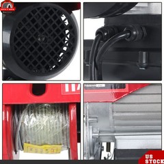 1320lbs Mini Electric Hoist 14ft Wired Remote Control 20-40ft Height 110V 1150W