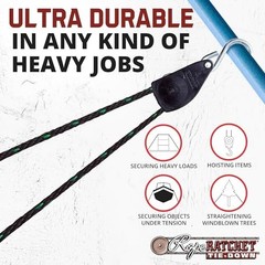 Heavy Duty 1/2″ Rope Ratchet Hoist with Locking Pulley, 15′ Adjustable Hanger, 5