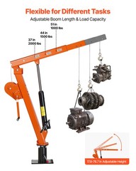 VEVOR Truck Crane 2000 lbs Manual Pickup Hitch with Hand Winch Hydraulic Jack