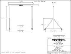 GORBEL FIXED GANTRY CRANE – 1 TON CAPACITY, SPAN 10 FT, HUB 10 FT