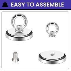MIKEDE Strong Neodymium Fishing Magnets 6 Pack, 1.26″(32 mm)-100lbs, Silver