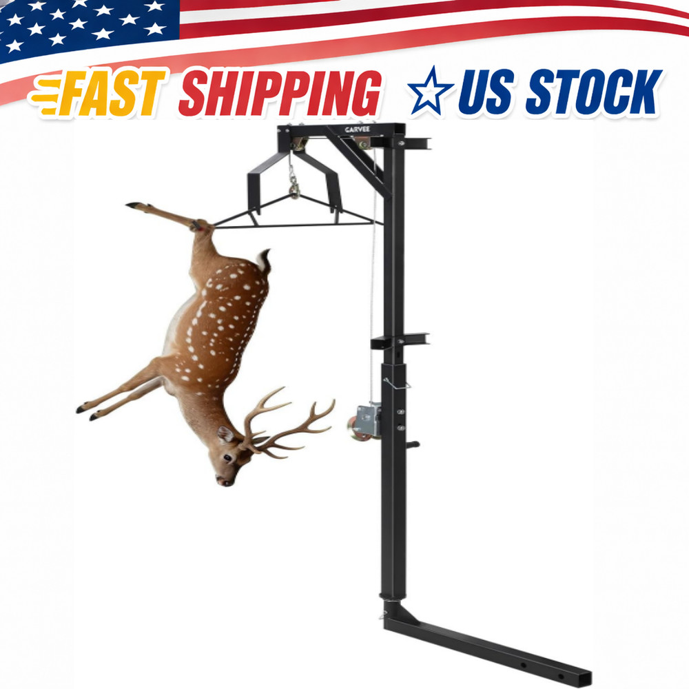 500 LBS Deer Hoist with Winch Gambrel & 360° Swivel Lifting Platfor Hitch-Mount