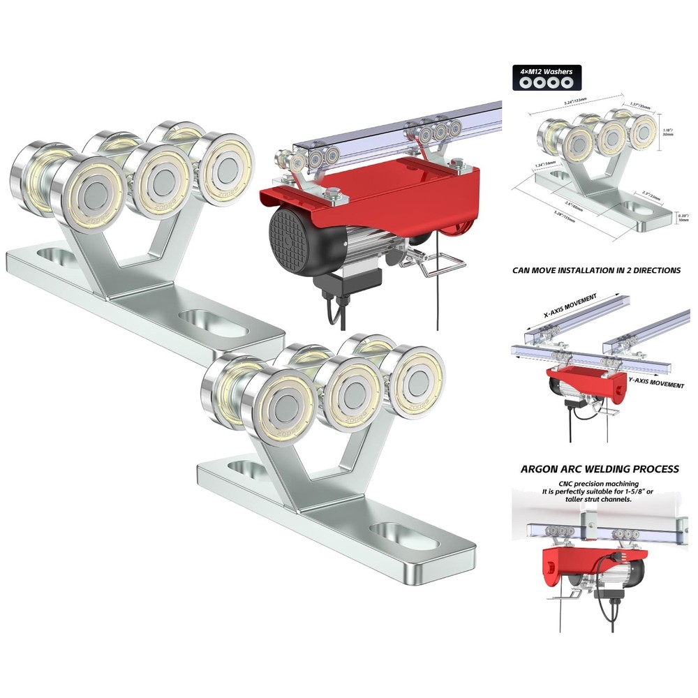 Heavy Duty Hoist Trolley with 6 Wheel Design – Silent, Easy Installation