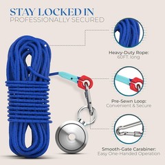AnglerMag Magnet Fishing Kit, 1325 lbs Double Sided Magnetic Kit Blue