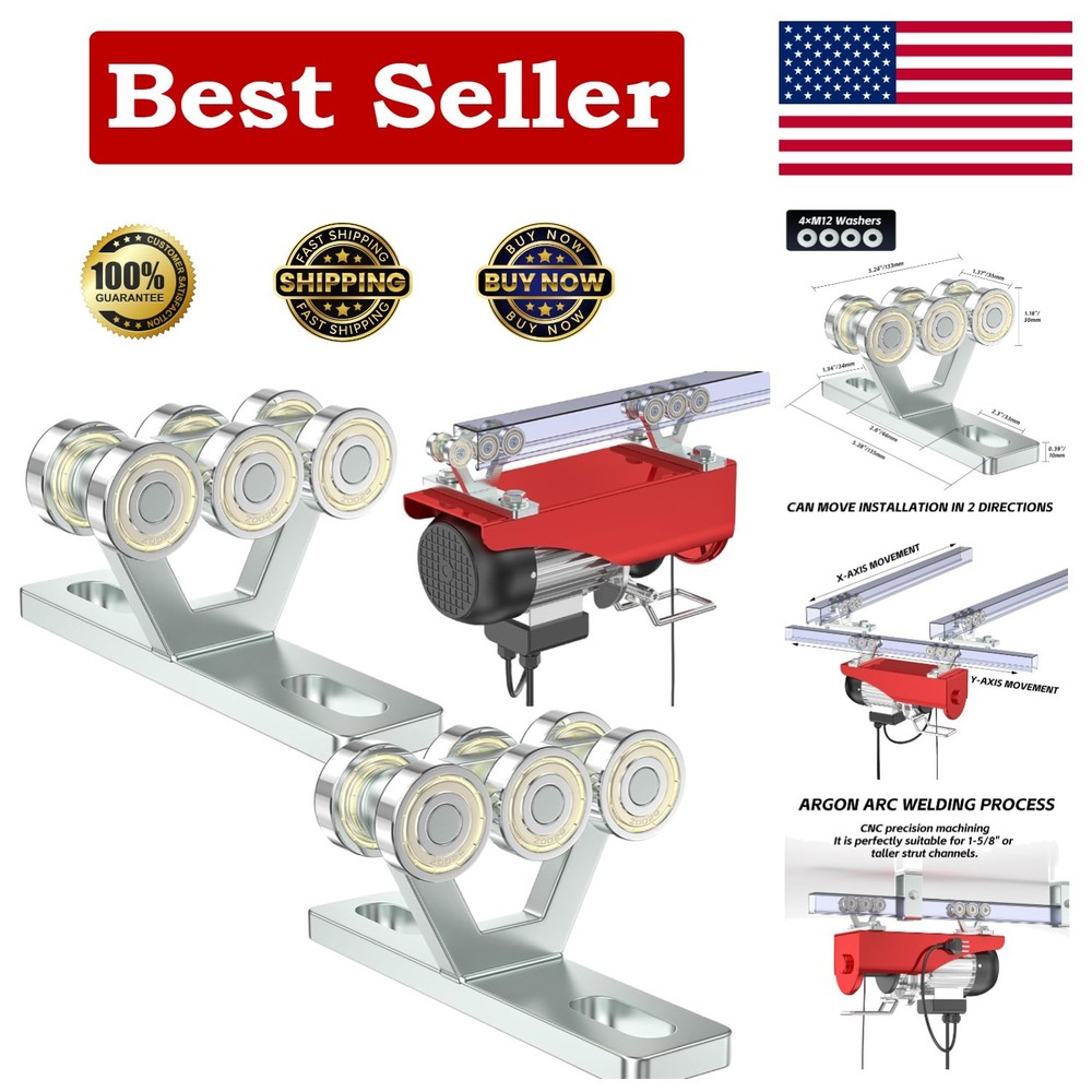 6 Wheel Hoist Trolley for Electric Hoist Fits 1 5 8 Inch Strut High Load Sile…