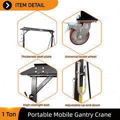 Portable Gantry Crane Mobile Lifting Frame Capacity 1000Kg for Material Handling