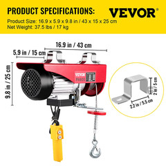 110V Electric Chain Hoist With Wireless Remote Control 1320LBS 600KG Overhead Ga