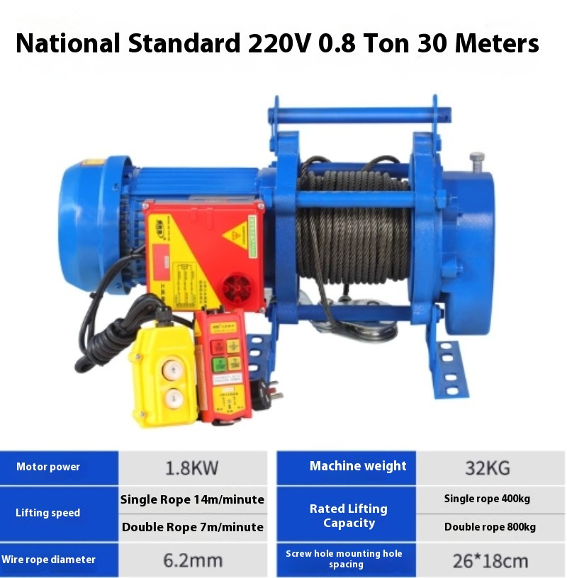 Small Crane Hoist 220V Household Electric Hoist 1 Ton Winch