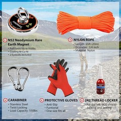 FINDMAG Fishing Magnet Kit 600 LBS 600 LB Single Sided Kit, Silver