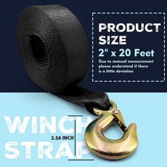 Boat Trailer Winch Strap with Safety Hook & Protective Work Gloves, 2″ x 20ft…