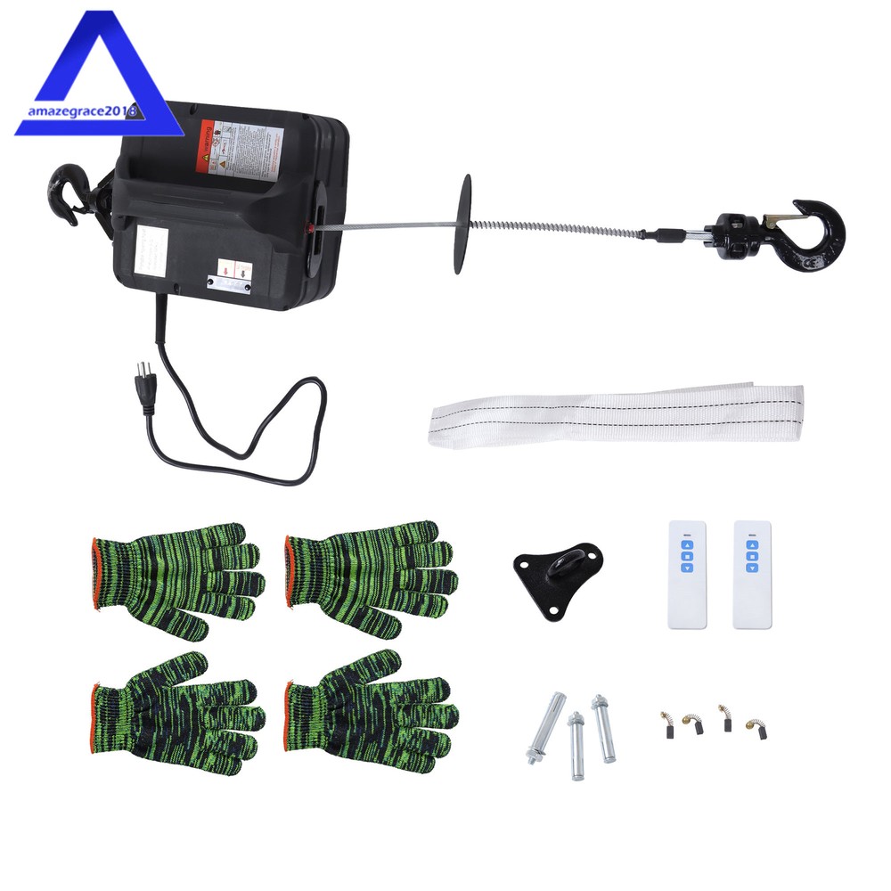 500-B 2in1 Portable Electric Hoist Winch 1100lbs Wireless Remote Control 1500W