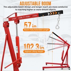 4000lbs Engine Hoist Folding Cherry Picker Engine Crane Hoist W/Lever 6 Wheels