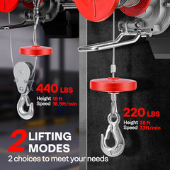 Electric Hoist, 110V 440 Lbs Winch with Wireless Remote Control, Zinc-Plated Ste