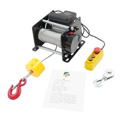 880Lbs Electric Winch Hoist w/Emergency Stop, 100ft Cable for Garage/Lifting US