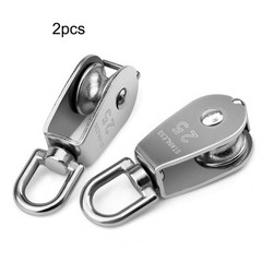 2Pcs M25 Single Pulley Block 304 Stainless Steel Swivel Cable Pulleys Wheel f…
