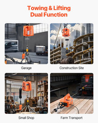 3-In-1 Electric Hoist Winch, 1100 Lbs Capacity, 1500W Portable Power Winch, 30 F