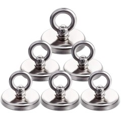 Strong Neodymium Fishing Magnets 6 Pack, 100 lbs(45KG) Pulling Force Rare Ear…
