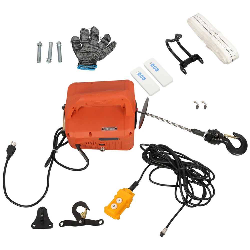 3-in-1 1500W Portable Electric Hoist Winch 1100lbs Capacity 30 ft Lifting Height