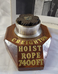 1960’S CREIGHTON CANADA ALLOYS HOIST ROPE 7400FT STAFF AWARD MINING WITH BOOK