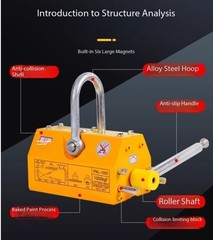 600KG Steel Magnetic Lifter Heavy Duty Crane Hoist Lifting Magnet 1Pcs