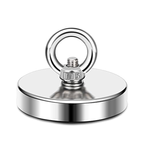MIKEDE Fishing Magnets, 270Lbs Pulling Force 1.89″(48mm)-270lbs, Silver