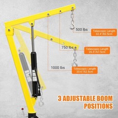 Hydraulic Pickup Truck Crane Hoist Crane 1000lbs Capacity 360° Swivel Hoist Lift