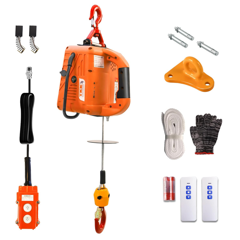 1500W 3-In-1 Electric Hoist Winch – 1100Lbs Capacity, 25Ft Lift Height