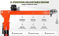 5000 lbs 12V Electric Winch 2200 Pickup Truck Crane Alloy Steel Truck Crane