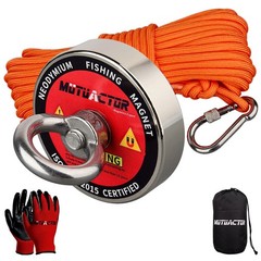 MUTUACTOR Magnet Fishing Kit,Φ2.36“ Heavy Φ2.36“ Neodymium Magnet, Silver