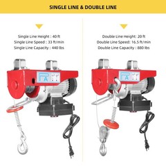 Electric Hoist 880lbs Crane Winch with Wireless Remote Control 850W 110V