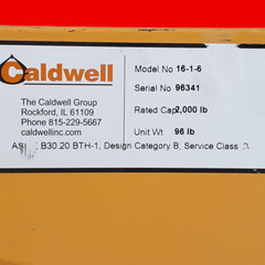 Caldwell Adjustable Spreader/Lifting Beam, Capacity 2000 Lbs, Minimum Spread 36