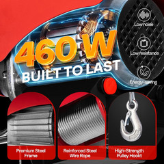 Electric Hoist, 110V 440 Lbs Winch with Wireless Remote Control, Zinc-Plated Ste