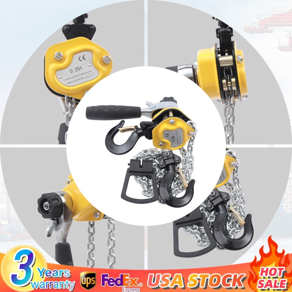 1/4 Ton Mini Lever Block Chain Hoist Ratchet Type Come Along Puller 5 FT Lift